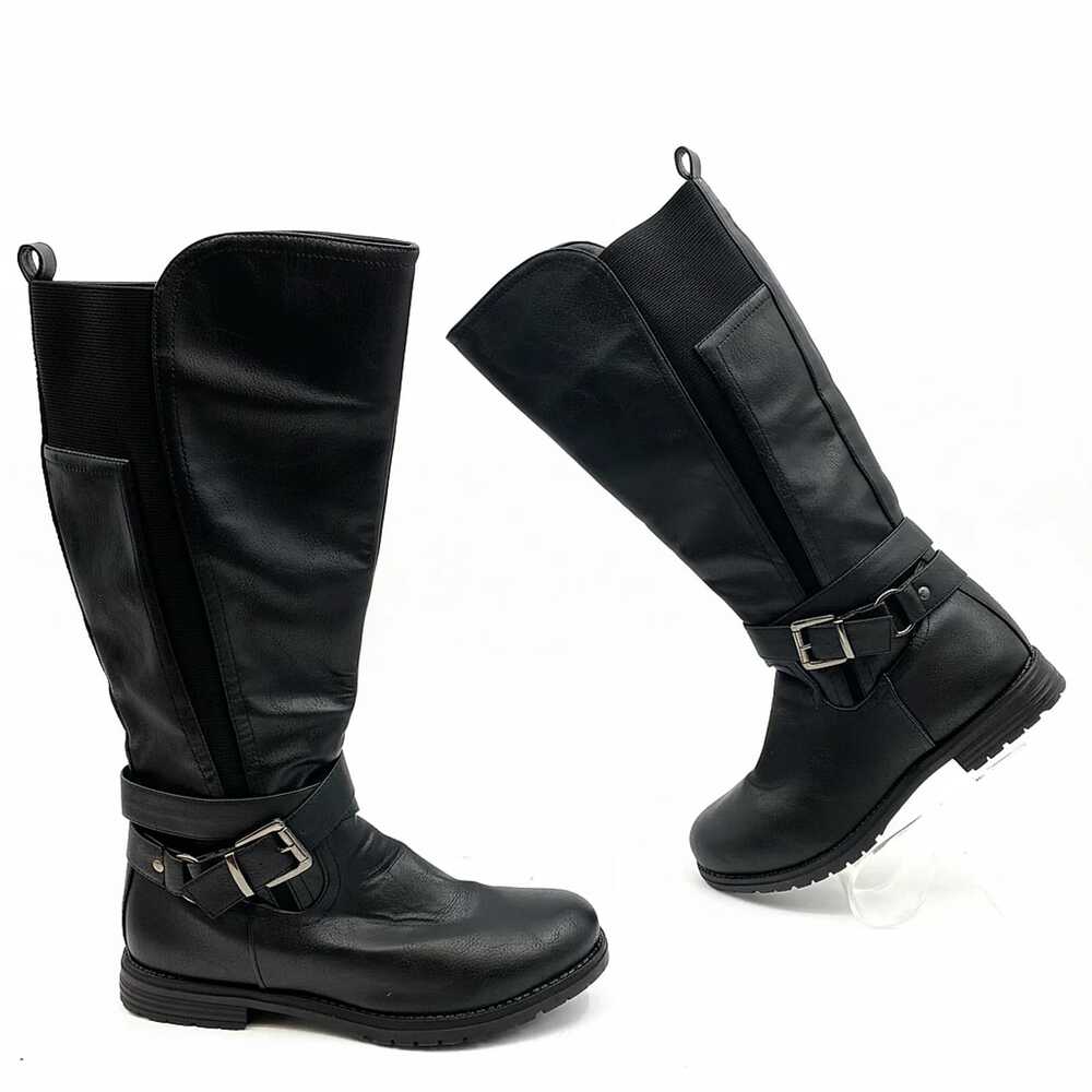 G.C Shoes Black Faux Leather Riding Boots | Women’s US9
